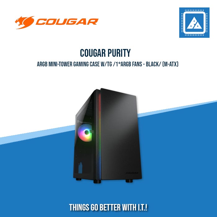 COUGAR PURITY ARGB MINI-TOWER GAMING CASE W/TG /1*ARGB FANS - BLACK/WHITE COUGAR PURITY ARGB MINI-TOWER GAMING CASE W/TG /1*ARGB FANS - BLACK/WHITE